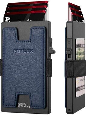 〽️ Men Royal Blue Slim 6+6 Card Holder Minimalist RFID Blocking Wallet